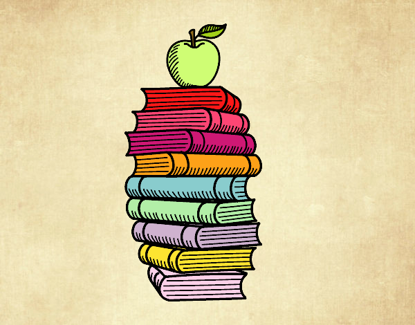 Libros y manzana