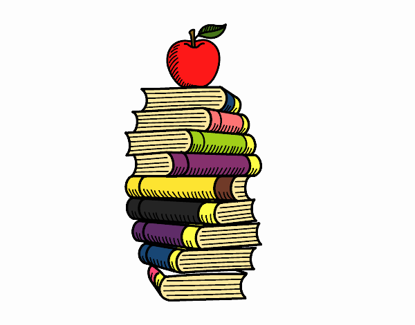 Libros y manzana