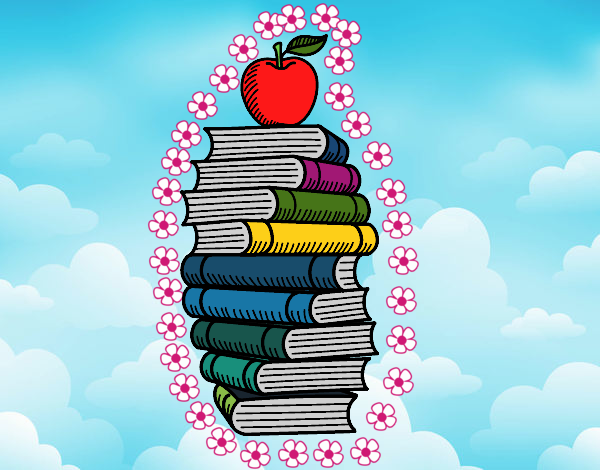 Libros y manzana