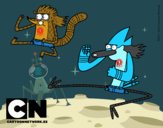 Mordecai y Rigby karatekas