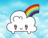 Nube con arco iris kawaii