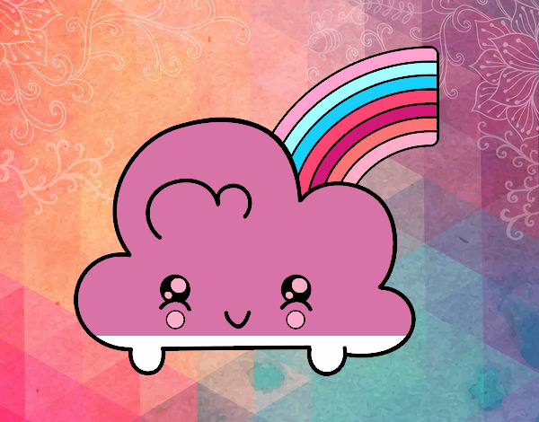 Nube con arco iris kawaii