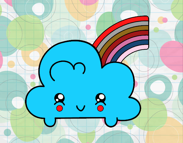 Nube con arco iris kawaii