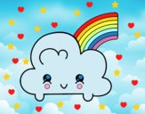 Nube con arco iris kawaii