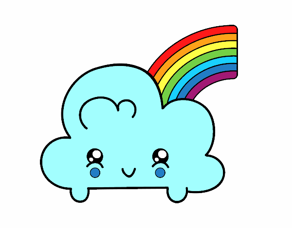 Nube con arco iris kawaii