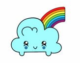 Nube con arco iris kawaii