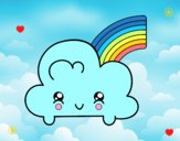 Nube con arco iris kawaii