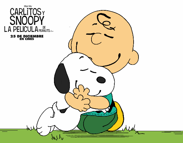 Snoopy y Carlitos abrazados