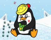 Un pingüino con regalo de Navidad