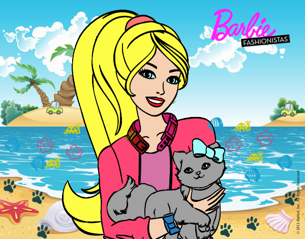 Barbie con su linda gatita