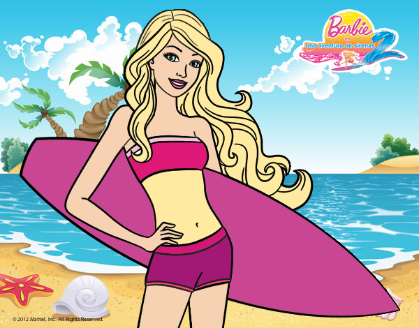 Barbie con tabla de surf