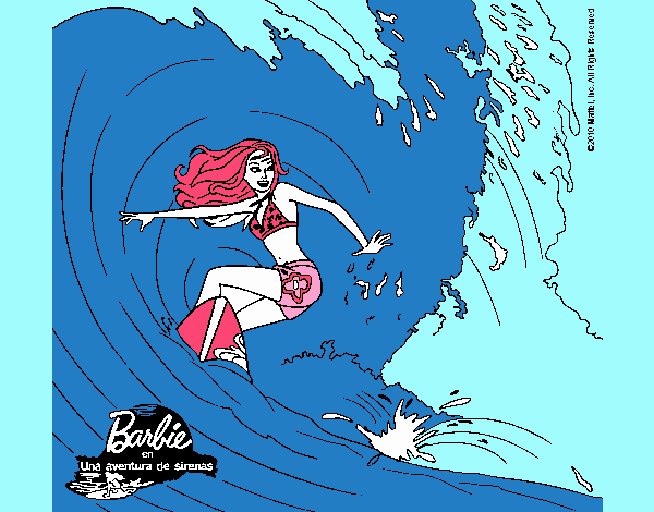 Barbie practicando surf