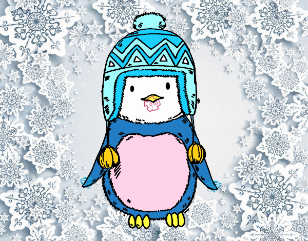 Bebé pingüino con gorrito