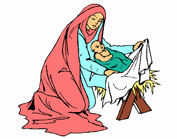 Nacimiento del niño Jesús con María