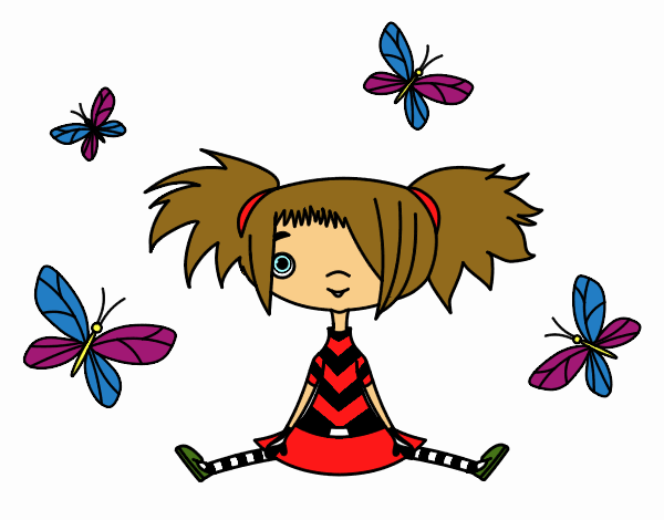 Niña con mariposas