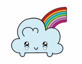 Nube con arco iris kawaii