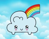 Nube con arco iris kawaii