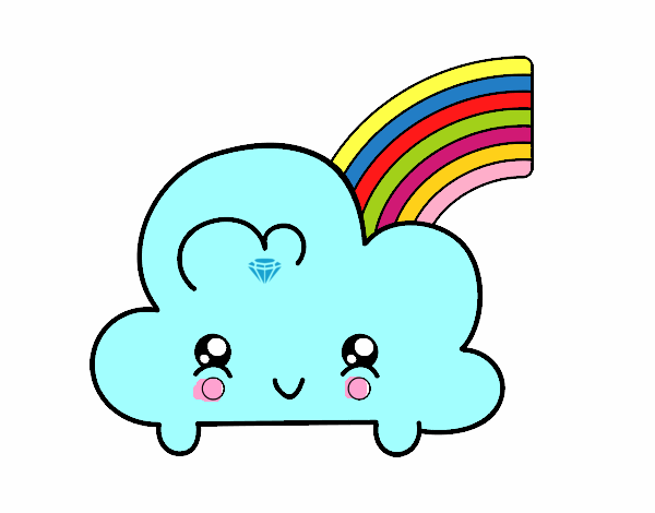 Nube con arco iris kawaii