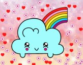 Nube con arco iris kawaii