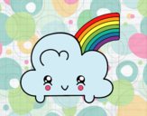 Nube con arco iris kawaii