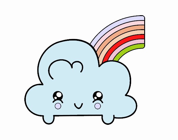 Nube con arco iris kawaii