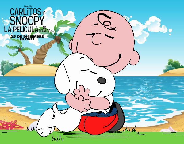 Snoopy y Carlitos abrazados