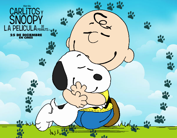 Snoopy y Carlitos abrazados