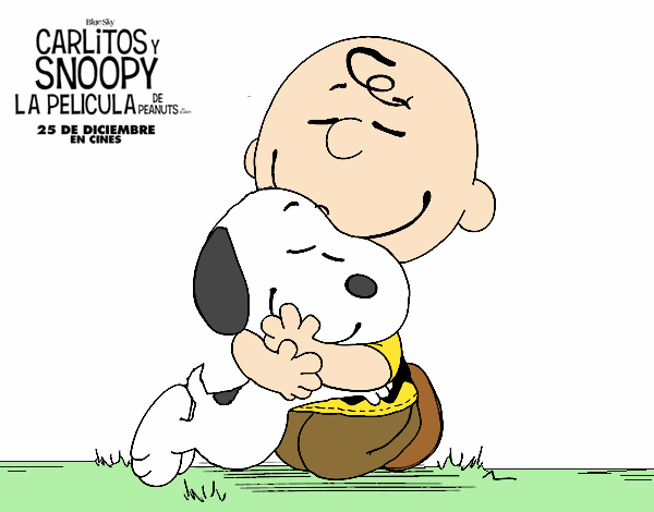 Snoopy y Carlitos abrazados