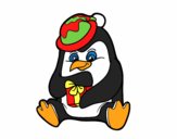 Un pingüino con regalo de Navidad