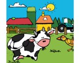 Vaca en la granja