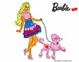 Barbie paseando a su mascota