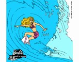 Barbie practicando surf