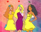 Barbie y sus amigas vestidas de fiesta