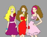 Barbie y sus amigas vestidas de fiesta