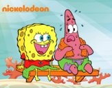 Bob Esponja y Patricio en bañador