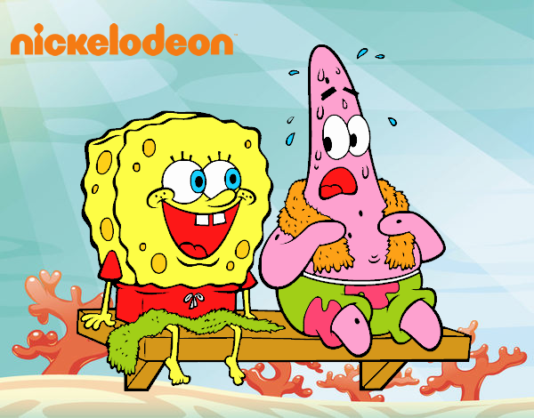 Bob Esponja y Patricio en bañador