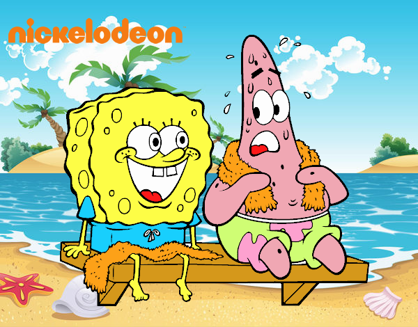 Bob Esponja y Patricio en bañador