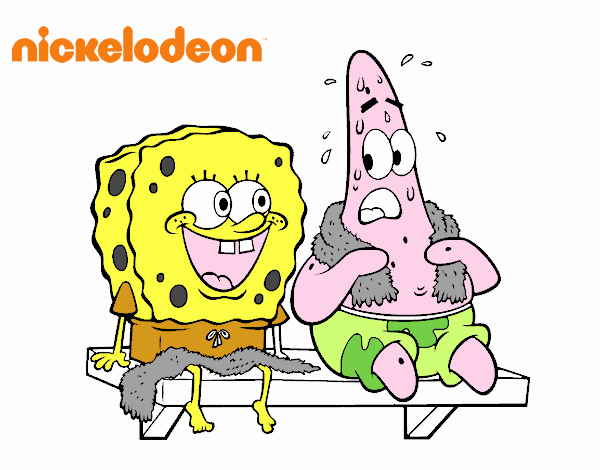 bob esponja  y  patricio  en  bañador