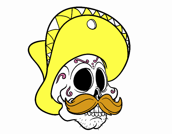 Calavera mejicana con bigote