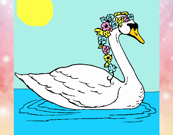 Dibujo de Cisne con flores pintado por en  el día 23-05-20 a las  22:46:48. Imprime, pinta o colorea tus propios dibujos!