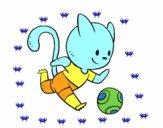 Gato jugando a fútbol