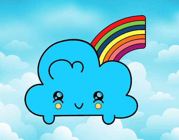 Nube con arco iris Kawaii