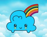 Nube con arco iris kawaii