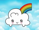 Nube con arco iris kawaii