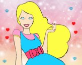 Barbie con su vestido con lazo