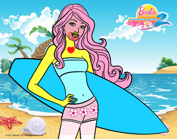 Barbie con tabla de surf