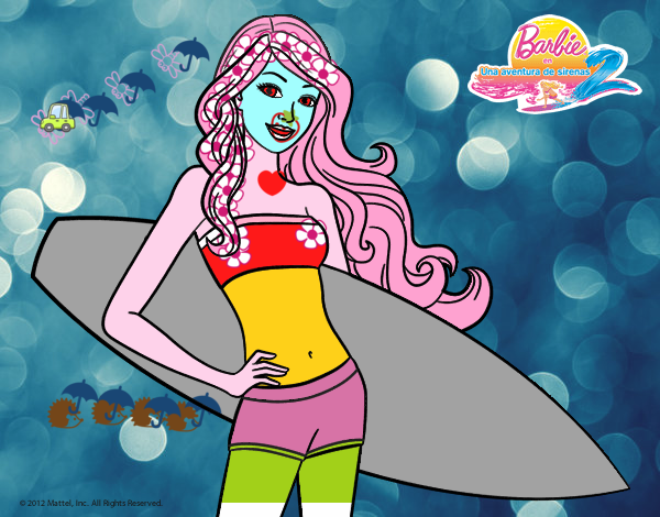 Barbie con tabla de surf