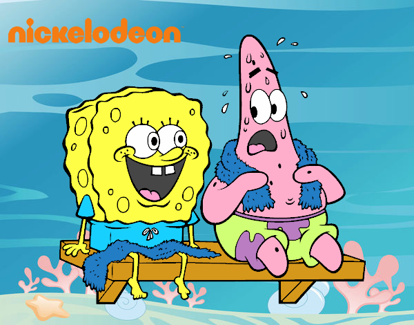 Bob Esponja y Patricio en bañador