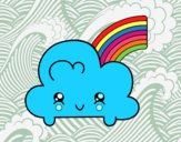 Nube con arco iris kawaii