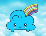 Nube con arco iris kawaii